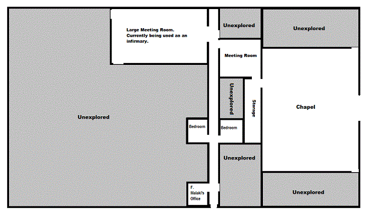 Chapel Layout  (Picture is not to exact scale since none of the characters are cartographers.)